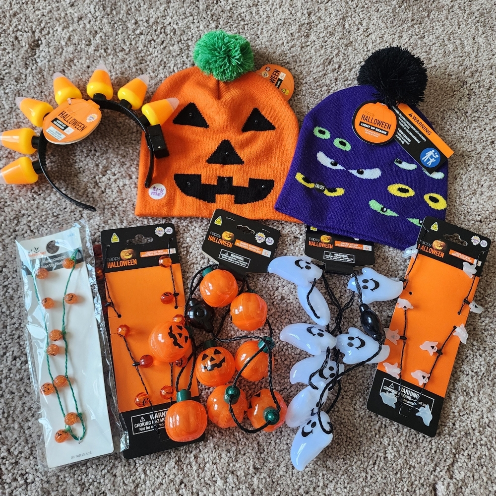 Halloween Light Up Necklaces, Beanies, Headband